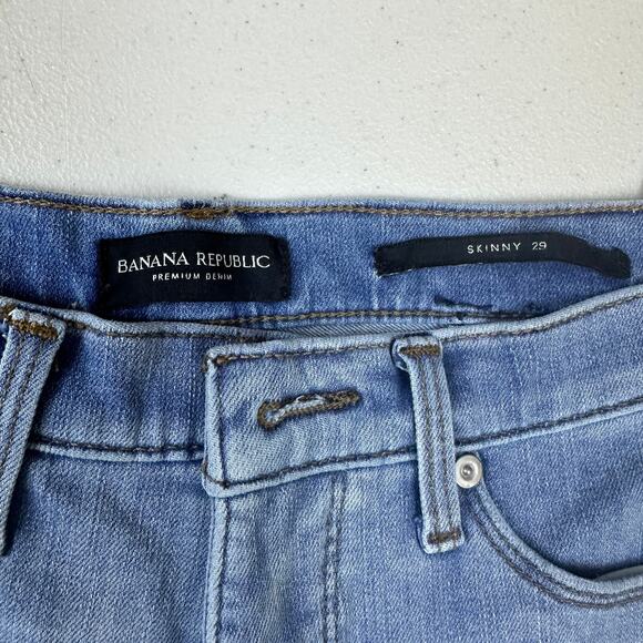 Banana Republic Skinny Zero Raw Hem Distressed Light Blue Jeans - Size 29 - Picture 5 of 10